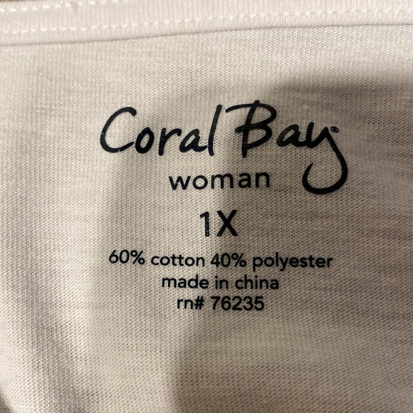 O womens Coral Bay casual short sleeve stretch plus size top 1X - Picture 3 of 3